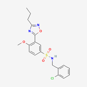 molecular formula C19H20ClN3O4S B7710853 N-[(2-Chlorophenyl)methyl]-4-methoxy-3-(3-propyl-1,2,4-oxadiazol-5-YL)benzene-1-sulfonamide 