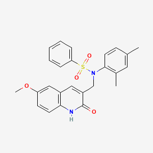 molecular formula C25H24N2O4S B7710994 N-(2,4-dimethylphenyl)-N-[(2-hydroxy-6-methoxyquinolin-3-yl)methyl]benzenesulfonamide 