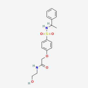 molecular formula C18H22N2O5S B7711012 N-(2-hydroxyethyl)-2-[4-(1-phenylethylsulfamoyl)phenoxy]acetamide 