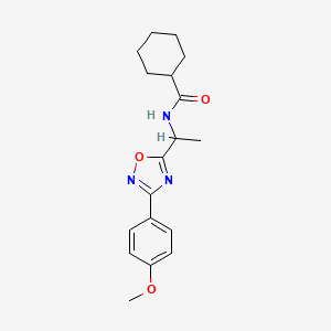 molecular formula C18H23N3O3 B7711316 N-[1-[3-(4-methoxyphenyl)-1,2,4-oxadiazol-5-yl]ethyl]cyclohexanecarboxamide 