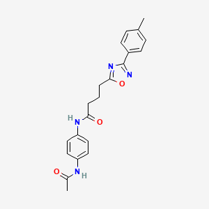 molecular formula C21H22N4O3 B7711347 N-(4-acetamidophenyl)-4-[3-(4-methylphenyl)-1,2,4-oxadiazol-5-yl]butanamide 