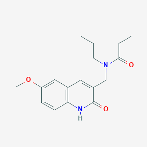 molecular formula C17H22N2O3 B7711470 N-[(6-methoxy-2-oxo-1H-quinolin-3-yl)methyl]-N-propylpropanamide 
