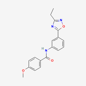 molecular formula C18H17N3O3 B7711491 N-[3-(3-ethyl-1,2,4-oxadiazol-5-yl)phenyl]-4-methoxybenzamide 