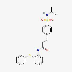 molecular formula C24H26N2O3S2 B7711515 N-(2-phenylsulfanylphenyl)-3-[4-(propan-2-ylsulfamoyl)phenyl]propanamide 
