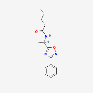 molecular formula C16H21N3O2 B7711528 N-[1-[3-(4-methylphenyl)-1,2,4-oxadiazol-5-yl]ethyl]pentanamide 