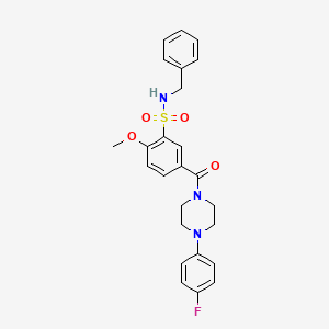 molecular formula C25H26FN3O4S B7711543 N-benzyl-5-{[4-(4-fluorophenyl)piperazin-1-yl]carbonyl}-2-methoxybenzenesulfonamide 