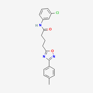 molecular formula C19H18ClN3O2 B7711546 N-(3-chlorophenyl)-4-[3-(4-methylphenyl)-1,2,4-oxadiazol-5-yl]butanamide 