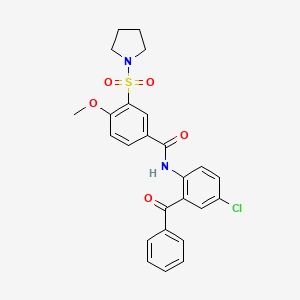 molecular formula C25H23ClN2O5S B7711876 N-[4-chloro-2-(phenylcarbonyl)phenyl]-4-methoxy-3-(pyrrolidin-1-ylsulfonyl)benzamide 
