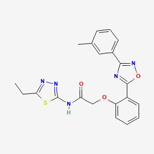 molecular formula C21H19N5O3S B7711888 N-(5-ethyl-1,3,4-thiadiazol-2-yl)-2-{2-[3-(3-methylphenyl)-1,2,4-oxadiazol-5-yl]phenoxy}acetamide 