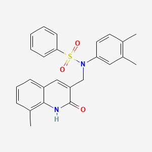molecular formula C25H24N2O3S B7711915 N-(3,4-dimethylphenyl)-N-[(2-hydroxy-8-methylquinolin-3-yl)methyl]benzenesulfonamide 