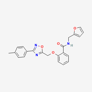 molecular formula C22H19N3O4 B7712185 N-[(Furan-2-YL)methyl]-2-{[3-(4-methylphenyl)-1,2,4-oxadiazol-5-YL]methoxy}benzamide 