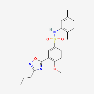 molecular formula C20H23N3O4S B7712217 N-(2,5-Dimethylphenyl)-4-methoxy-3-(3-propyl-1,2,4-oxadiazol-5-YL)benzene-1-sulfonamide 