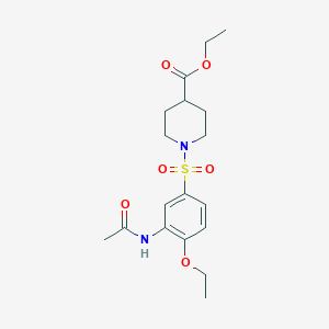molecular formula C18H26N2O6S B7712306 Ethyl 1-(3-acetamido-4-ethoxyphenyl)sulfonylpiperidine-4-carboxylate 