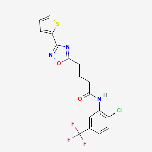 molecular formula C17H13ClF3N3O2S B7712433 N-[2-Chloro-5-(trifluoromethyl)phenyl]-4-[3-(thiophen-2-YL)-1,2,4-oxadiazol-5-YL]butanamide 