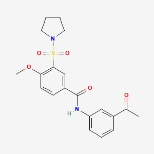 molecular formula C20H22N2O5S B7712709 N-(3-ACETYLPHENYL)-4-METHOXY-3-(PYRROLIDINE-1-SULFONYL)BENZAMIDE 