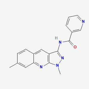 molecular formula C18H15N5O B7712876 N-{1,7-DIMETHYL-1H-PYRAZOLO[3,4-B]QUINOLIN-3-YL}PYRIDINE-3-CARBOXAMIDE 