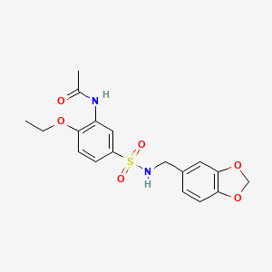 molecular formula C18H20N2O6S B7713105 N-(5-{[(2H-1,3-BENZODIOXOL-5-YL)METHYL]SULFAMOYL}-2-ETHOXYPHENYL)ACETAMIDE 