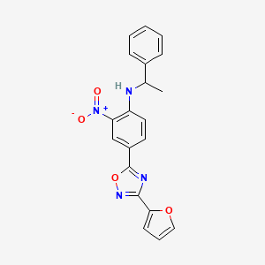 molecular formula C20H16N4O4 B7713136 4-[3-(furan-2-yl)-1,2,4-oxadiazol-5-yl]-2-nitro-N-(1-phenylethyl)aniline 