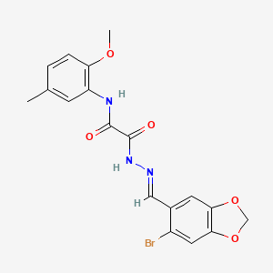 molecular formula C18H16BrN3O5 B7713164 N'-[(E)-(6-bromo-1,3-benzodioxol-5-yl)methylideneamino]-N-(2-methoxy-5-methylphenyl)oxamide 