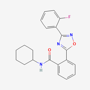 molecular formula C21H20FN3O2 B7713225 N-cyclohexyl-2-[3-(2-fluorophenyl)-1,2,4-oxadiazol-5-yl]benzamide 