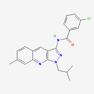 molecular formula C22H21ClN4O B7713261 3-CHLORO-N-[7-METHYL-1-(2-METHYLPROPYL)-1H-PYRAZOLO[3,4-B]QUINOLIN-3-YL]BENZAMIDE 