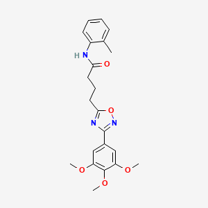 molecular formula C22H25N3O5 B7713280 N-(2-methylphenyl)-4-[3-(3,4,5-trimethoxyphenyl)-1,2,4-oxadiazol-5-yl]butanamide 
