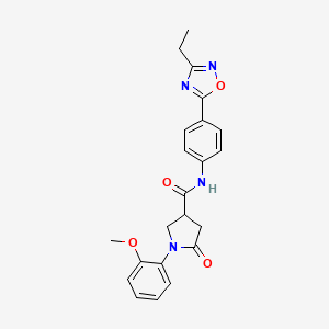 molecular formula C22H22N4O4 B7713281 N-[4-(3-ethyl-1,2,4-oxadiazol-5-yl)phenyl]-1-(2-methoxyphenyl)-5-oxopyrrolidine-3-carboxamide 