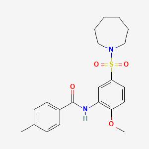 molecular formula C21H26N2O4S B7713286 N-[5-(azepan-1-ylsulfonyl)-2-methoxyphenyl]-4-methylbenzamide 