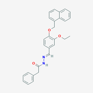 molecular formula C28H26N2O3 B7713494 N-[(E)-[3-ethoxy-4-(naphthalen-1-ylmethoxy)phenyl]methylideneamino]-2-phenylacetamide 
