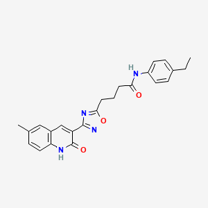 molecular formula C24H24N4O3 B7713565 N-(4-ethylphenyl)-4-[3-(2-hydroxy-6-methylquinolin-3-yl)-1,2,4-oxadiazol-5-yl]butanamide 
