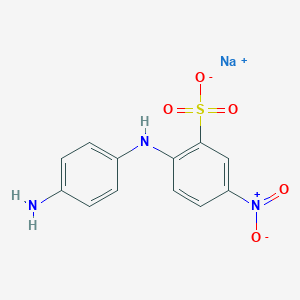 molecular formula C12H10N3NaO5S B077136 Sodium 2-(p-aminoanilino)-5-nitrobenzenesulphonate CAS No. 14846-08-3