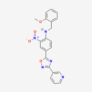 molecular formula C21H17N5O4 B7713698 N-[(2-Methoxyphenyl)methyl]-2-nitro-4-[3-(pyridin-3-YL)-1,2,4-oxadiazol-5-YL]aniline 
