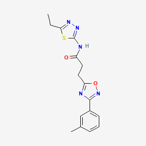 molecular formula C16H17N5O2S B7713786 N-(5-ethyl-1,3,4-thiadiazol-2-yl)-3-[3-(3-methylphenyl)-1,2,4-oxadiazol-5-yl]propanamide 