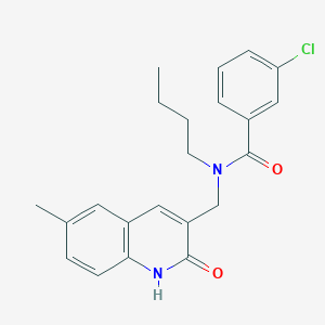 molecular formula C22H23ClN2O2 B7713874 N-butyl-3-chloro-N-[(2-hydroxy-6-methylquinolin-3-yl)methyl]benzamide 