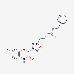molecular formula C23H22N4O3 B7713900 N-benzyl-4-[3-(2-hydroxy-6-methylquinolin-3-yl)-1,2,4-oxadiazol-5-yl]butanamide 