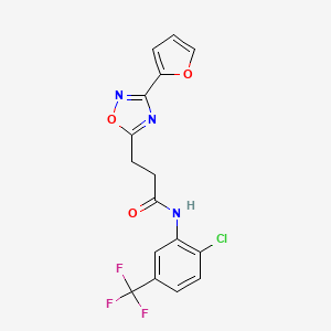 molecular formula C16H11ClF3N3O3 B7713907 N-[2-chloro-5-(trifluoromethyl)phenyl]-3-[3-(furan-2-yl)-1,2,4-oxadiazol-5-yl]propanamide 