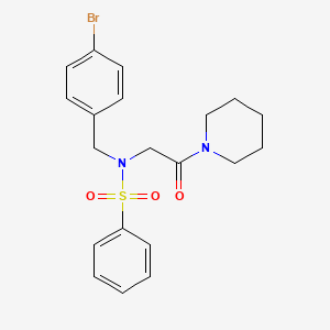 molecular formula C20H23BrN2O3S B7713999 N-[(4-BROMOPHENYL)METHYL]-N-[2-OXO-2-(PIPERIDIN-1-YL)ETHYL]BENZENESULFONAMIDE 