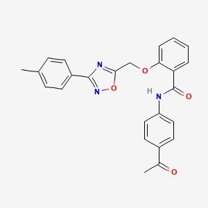 molecular formula C25H21N3O4 B7714117 N-(4-acetylphenyl)-2-{[3-(4-methylphenyl)-1,2,4-oxadiazol-5-yl]methoxy}benzamide 