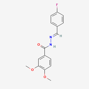 molecular formula C16H15FN2O3 B7714252 N-[(E)-(4-fluorophenyl)methylideneamino]-3,4-dimethoxybenzamide 