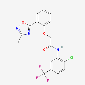 molecular formula C18H13ClF3N3O3 B7714332 N-[2-chloro-5-(trifluoromethyl)phenyl]-2-[2-(3-methyl-1,2,4-oxadiazol-5-yl)phenoxy]acetamide 