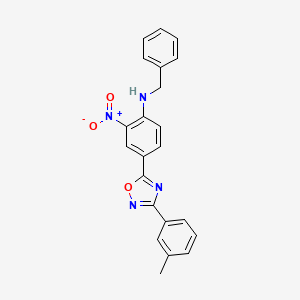 molecular formula C22H18N4O3 B7714363 N-benzyl-4-[3-(3-methylphenyl)-1,2,4-oxadiazol-5-yl]-2-nitroaniline 