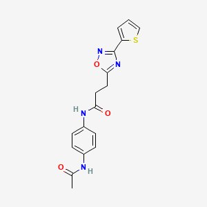 molecular formula C17H16N4O3S B7714592 N-(4-Acetamidophenyl)-3-[3-(thiophen-2-YL)-1,2,4-oxadiazol-5-YL]propanamide 