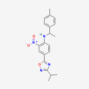 molecular formula C20H22N4O3 B7714605 N-[1-(4-Methylphenyl)ethyl]-2-nitro-4-[3-(propan-2-YL)-1,2,4-oxadiazol-5-YL]aniline 