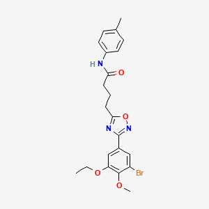 molecular formula C22H24BrN3O4 B7714647 4-[3-(3-bromo-5-ethoxy-4-methoxyphenyl)-1,2,4-oxadiazol-5-yl]-N-(4-methylphenyl)butanamide 