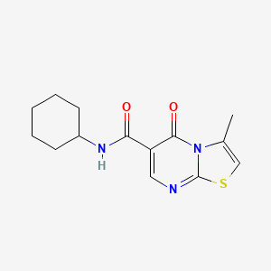 molecular formula C14H17N3O2S B7714663 N-cyclohexyl-3-methyl-5-oxo-5H-[1,3]thiazolo[3,2-a]pyrimidine-6-carboxamide 