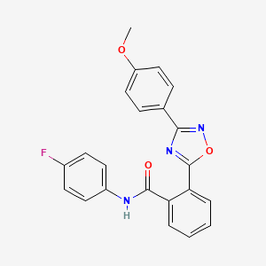 molecular formula C22H16FN3O3 B7714705 N-(4-fluorophenyl)-2-[3-(4-methoxyphenyl)-1,2,4-oxadiazol-5-yl]benzamide 
