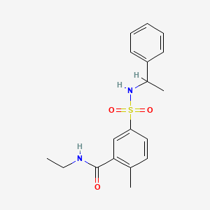 molecular formula C18H22N2O3S B7714715 N-ethyl-2-methyl-5-[(1-phenylethyl)sulfamoyl]benzamide 