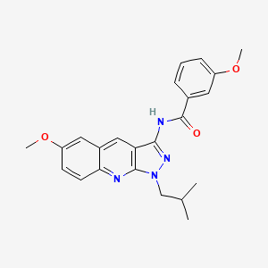 molecular formula C23H24N4O3 B7714720 N-(1-isobutyl-6-methoxy-1H-pyrazolo[3,4-b]quinolin-3-yl)-3-methoxybenzamide 