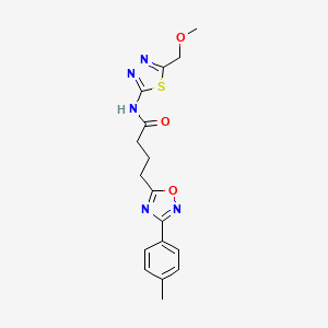 molecular formula C17H19N5O3S B7714787 N-[5-(methoxymethyl)-1,3,4-thiadiazol-2-yl]-4-[3-(4-methylphenyl)-1,2,4-oxadiazol-5-yl]butanamide 