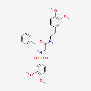 molecular formula C28H34N2O7S B7714991 N-[2-(3,4-dimethoxyphenyl)ethyl]-N~2~-[(3,4-dimethoxyphenyl)sulfonyl]-N~2~-(2-phenylethyl)glycinamide 